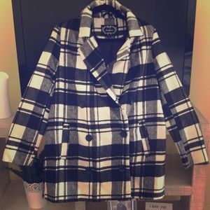 NWOT Plaid Peacoat